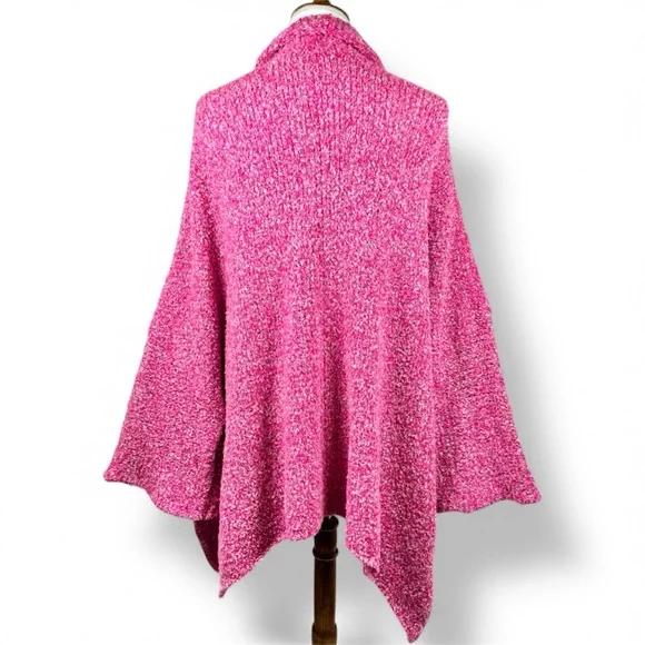 Free People Hot Pink Open Front Oversized Slouchy Cardigan Boucle Sweater M - Picture 6 of 13